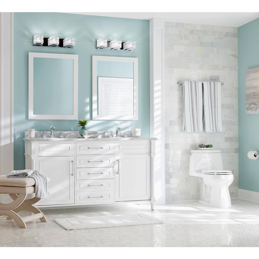 Home Decorators Collection Aberdeen 60 in. W x 22.1 in. D x 34.5 in. H Freestanding Bath Vanity in White with Carrara Marble Top Aberdeen 60W