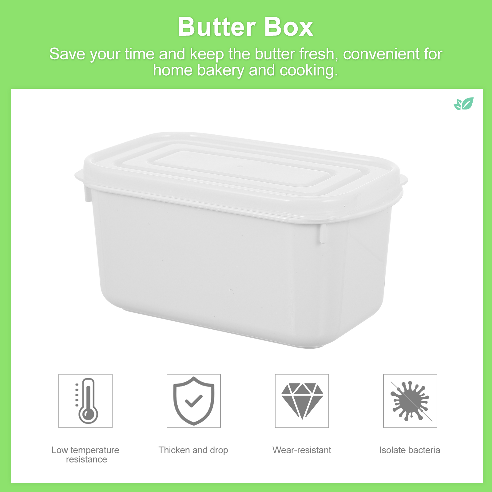 Etereauty 2pcs Butter Boxes Food Crisper Preservation Boxes Butter Storage Cases (White)