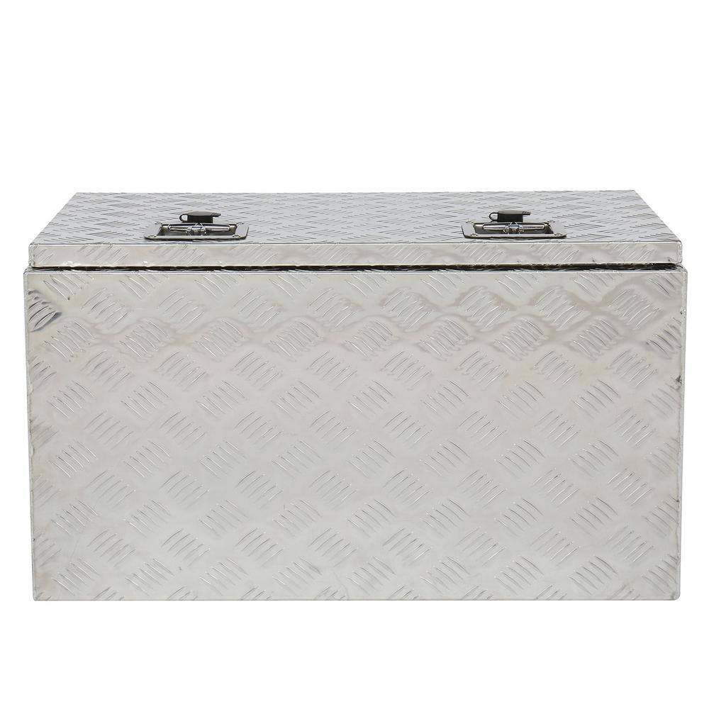 Karl home 30 in. Silver Diamond Plate Aluminum Underbody Truck Tool Box Double Lock with Key 667585648302