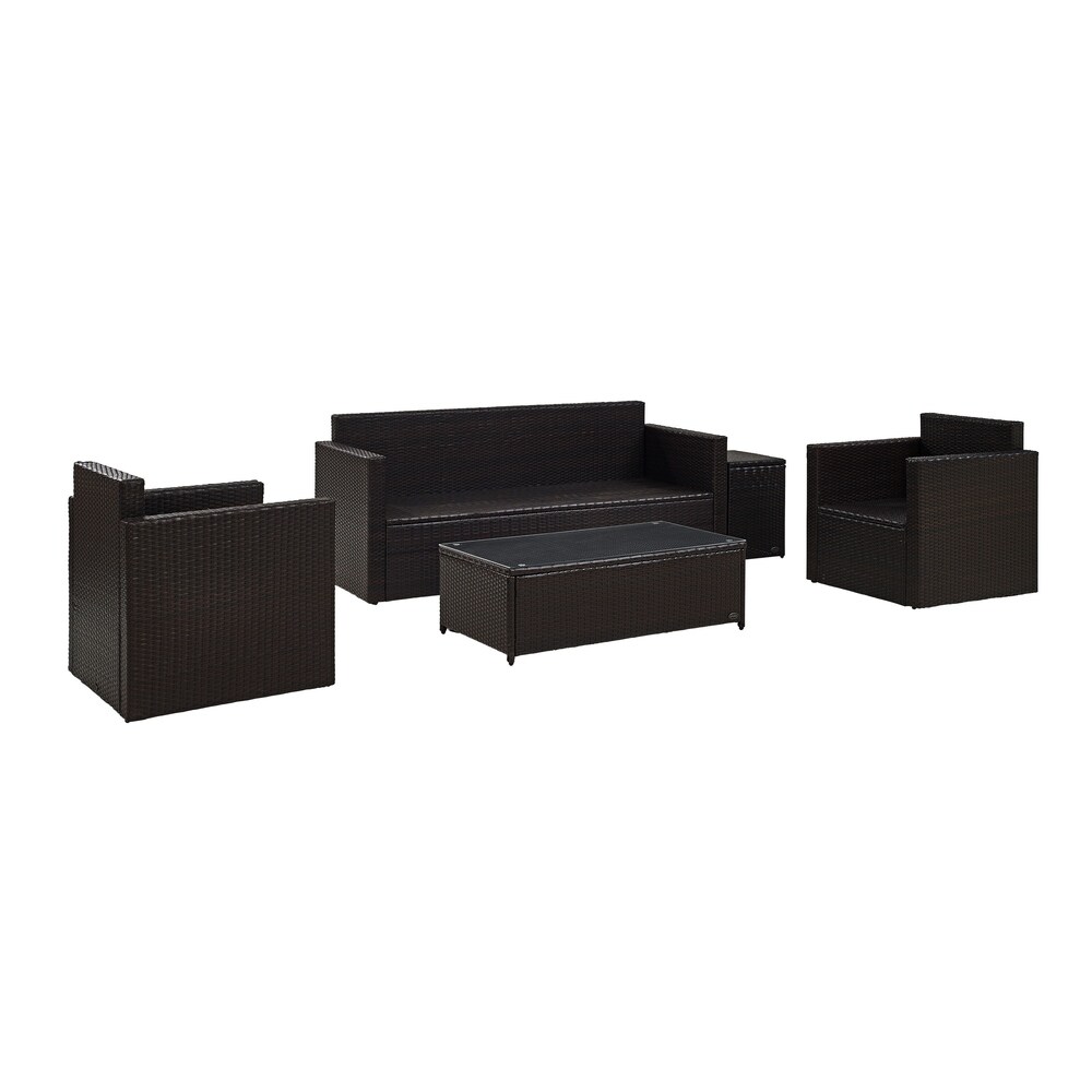 Palm Harbor 5 Piece Wicker Outdoor Conversation Set with Sand Cushions