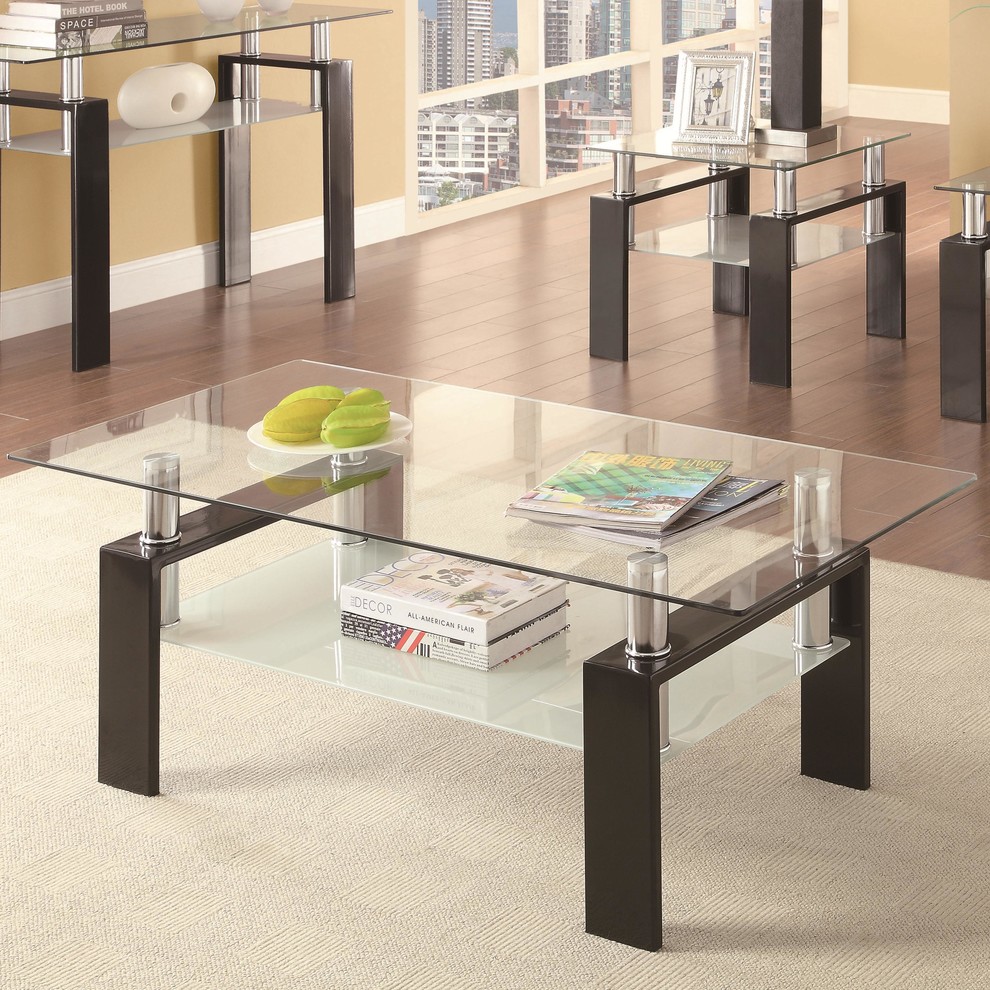 Coaster Glass Top Contemporary Rectangular Coffee Table in Black   Contemporary   Coffee Tables   by Coaster Fine Furniture  Houzz