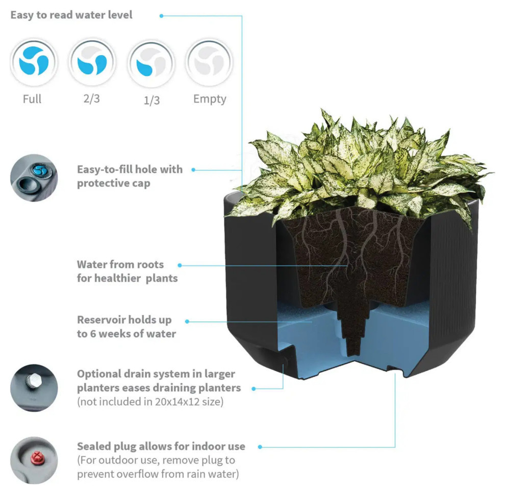 Mod 40 quotx20 quotx20 quotH Planter   Contemporary   Outdoor Pots And Planters   by Crescent Garden  Houzz