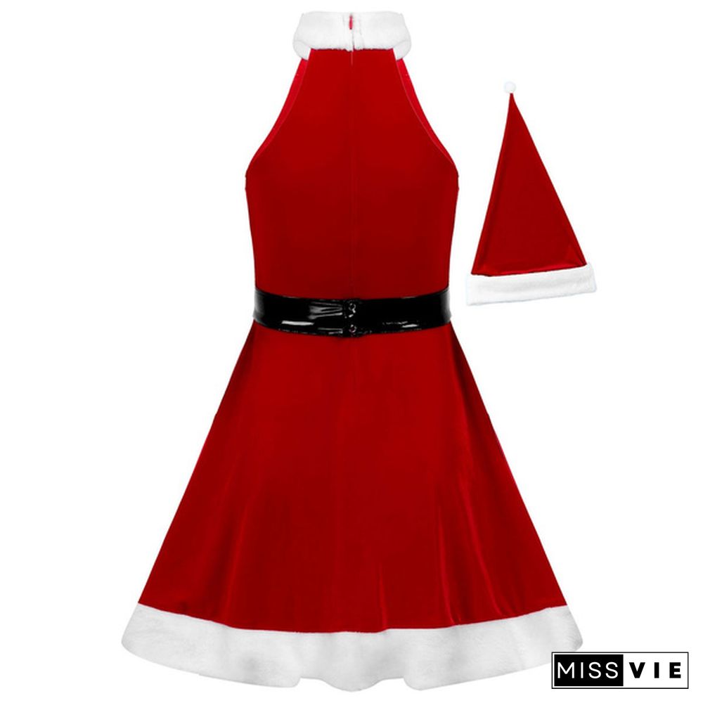 Womens Sexy Red Christmas Dress Party Miss Santa Costumes Outfits Fancy Dress