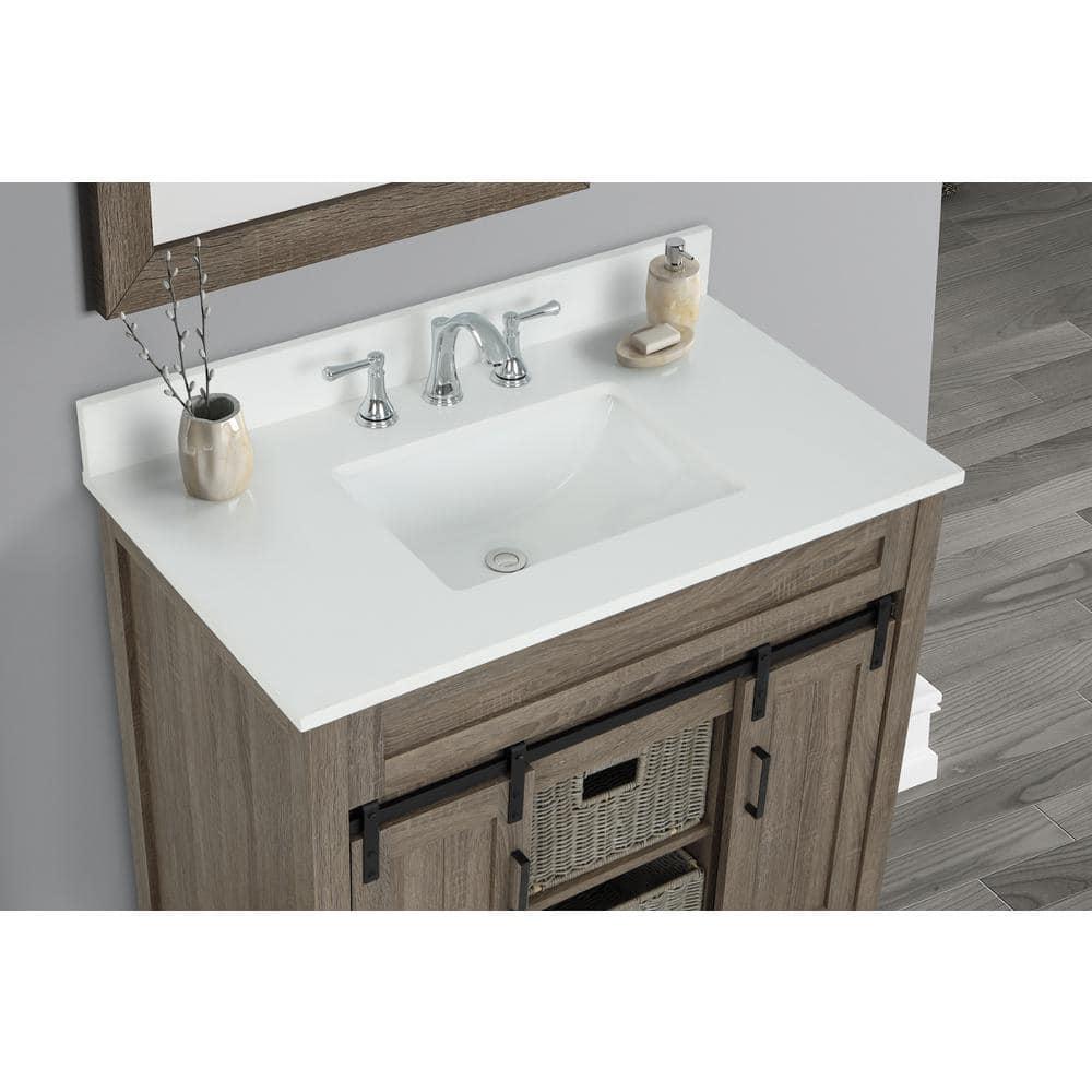 Home Decorators Collection 43 in W x 22 in D x 075 in H Quartz Vanity Top in Snow White with White Basin