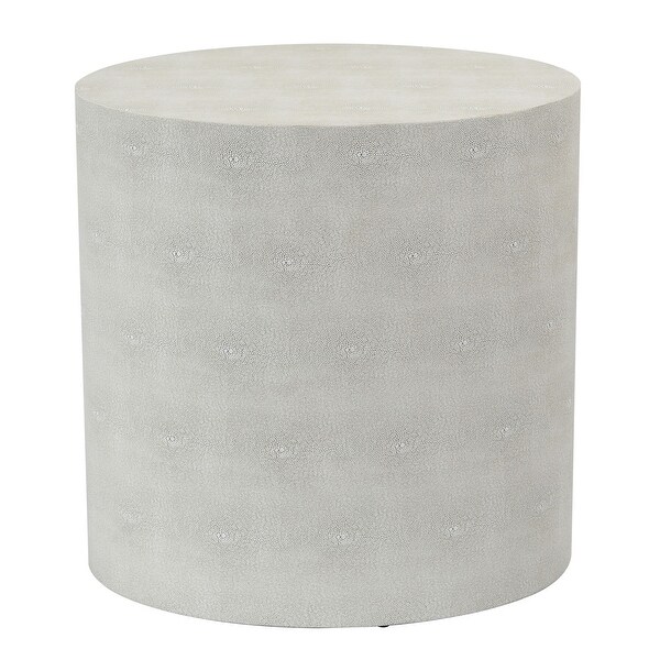 Dann Foley Lifestyle - Oval Side Table - Ivory Faux Leather Shagreen Finish