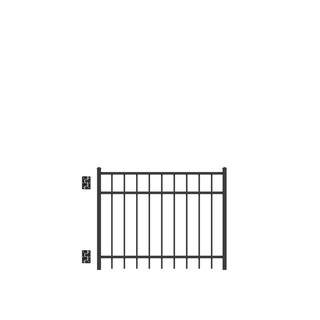 Barrette Outdoor Living Natural Reflections Standard-Duty 4 ft. x 3 ft. Black Aluminum Straight Pre-Assembled Fence Gate 73009459