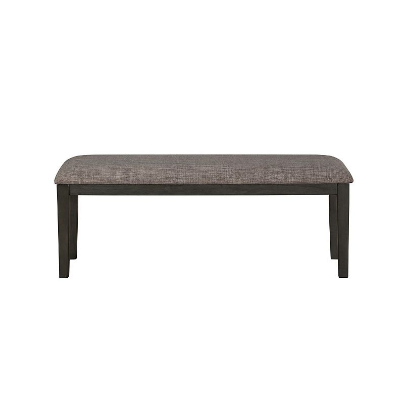 Rectangular Style Wooden Bench with Fabric Upholstered Seat， Gray and Beige