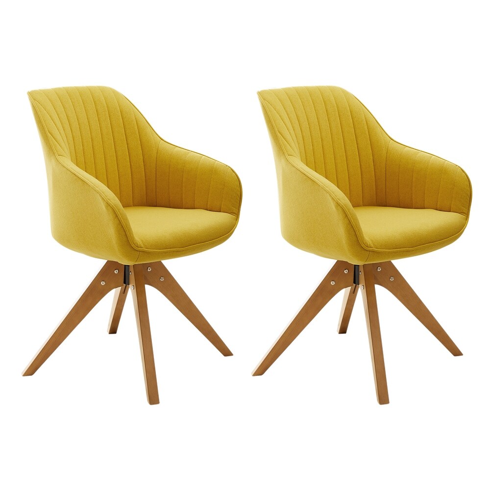 Art Leon Set of 2 Mid century Swivel Dining Chairs with Wood Legs