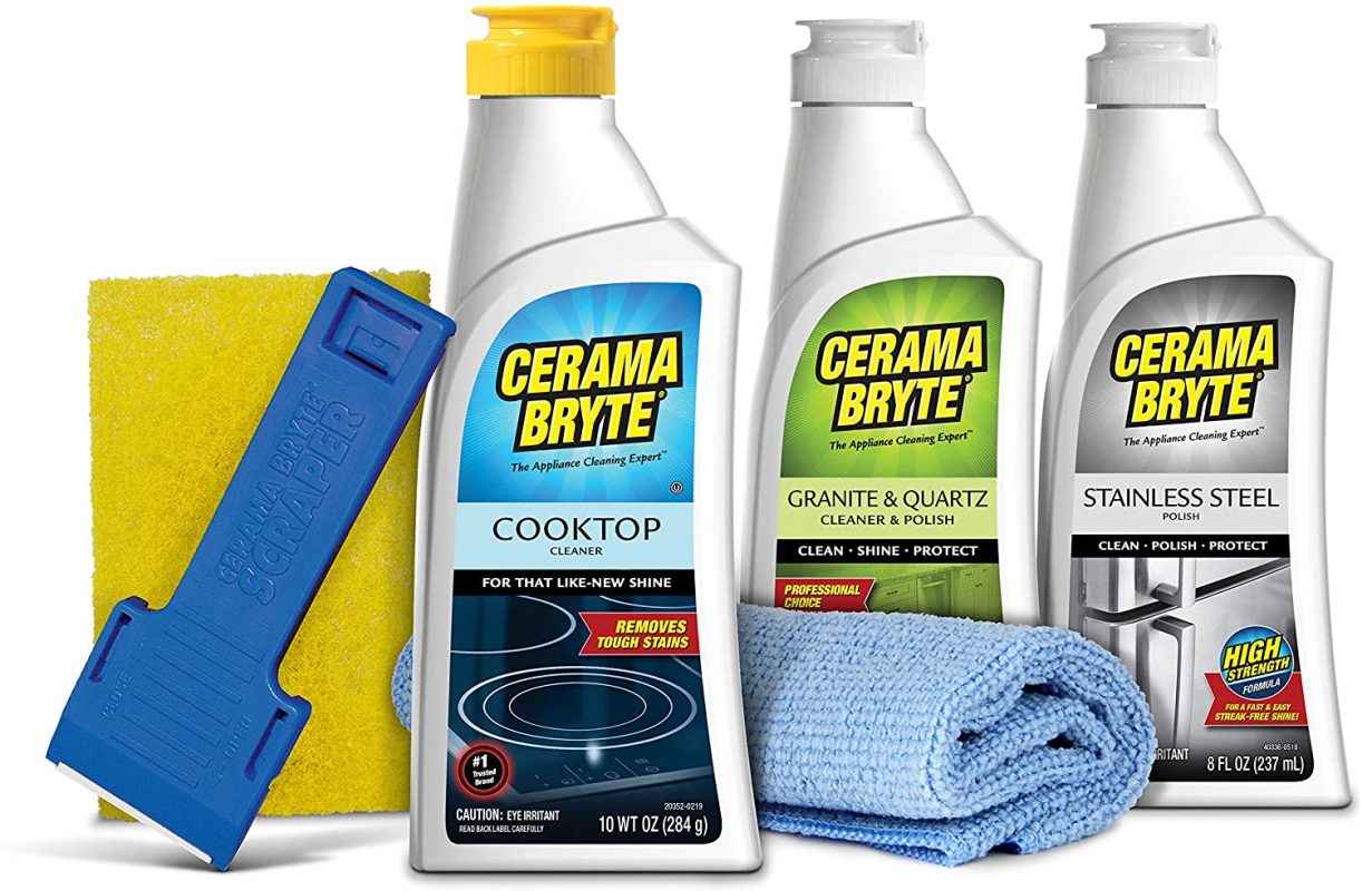 Cerama Bryte Full Kitchen Kit: Cooktop Cleaner， Stainless Steel Cleaner