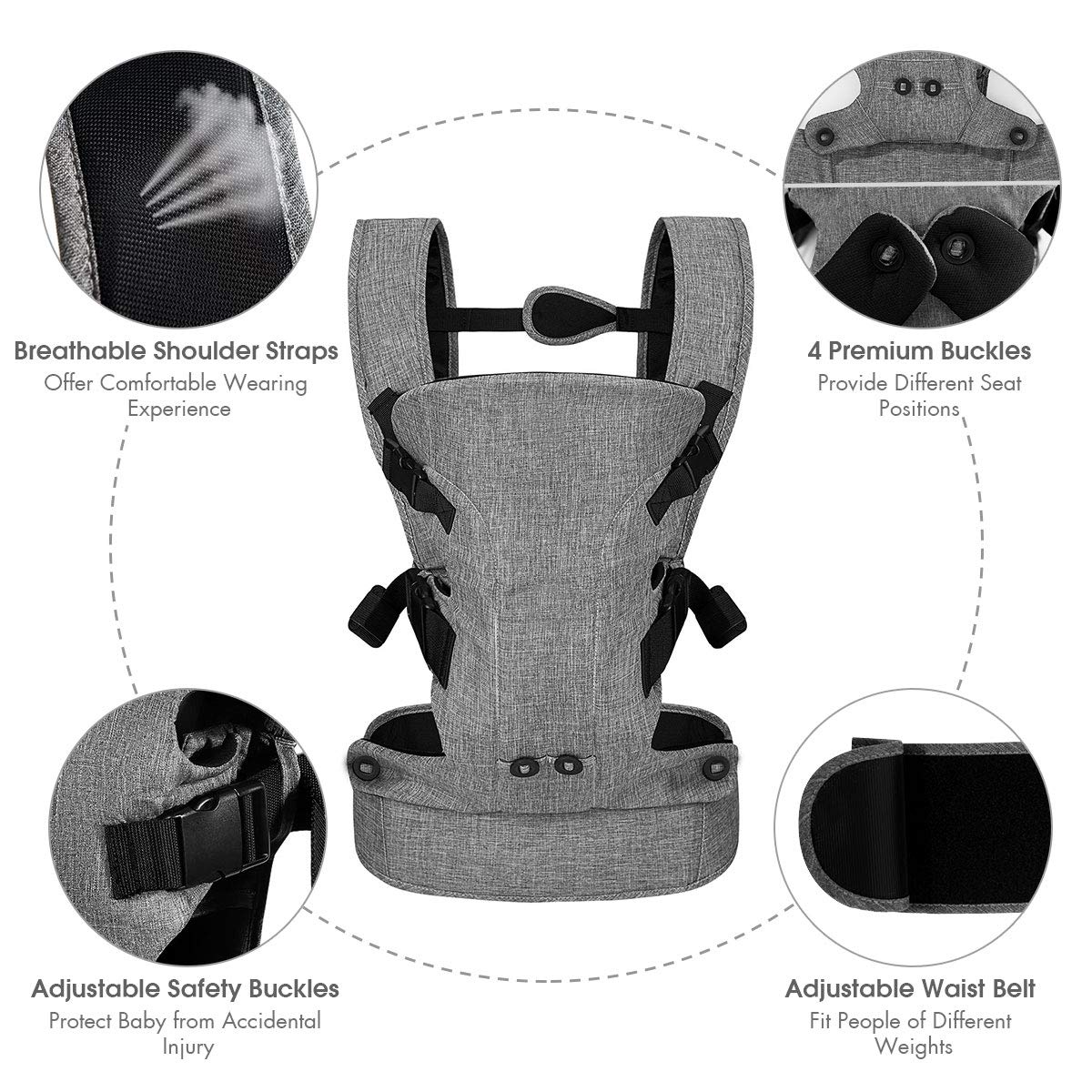 BABY JOY Baby Carrier, 4 in 1 Convertible Carrier with Adjustable Straps, Waist Belt and Breathable Mesh