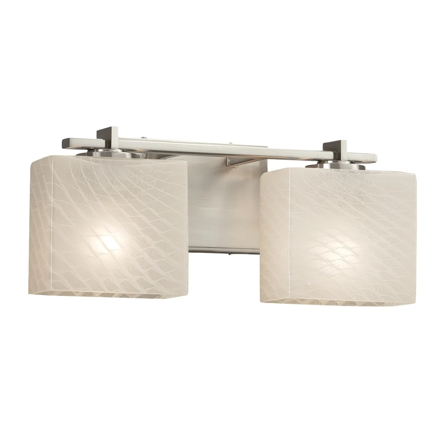 Justice Design Fusion Era 2-light Brushed Nickel Bath Light, Weave Rectangle Shade - Brushed Nickel