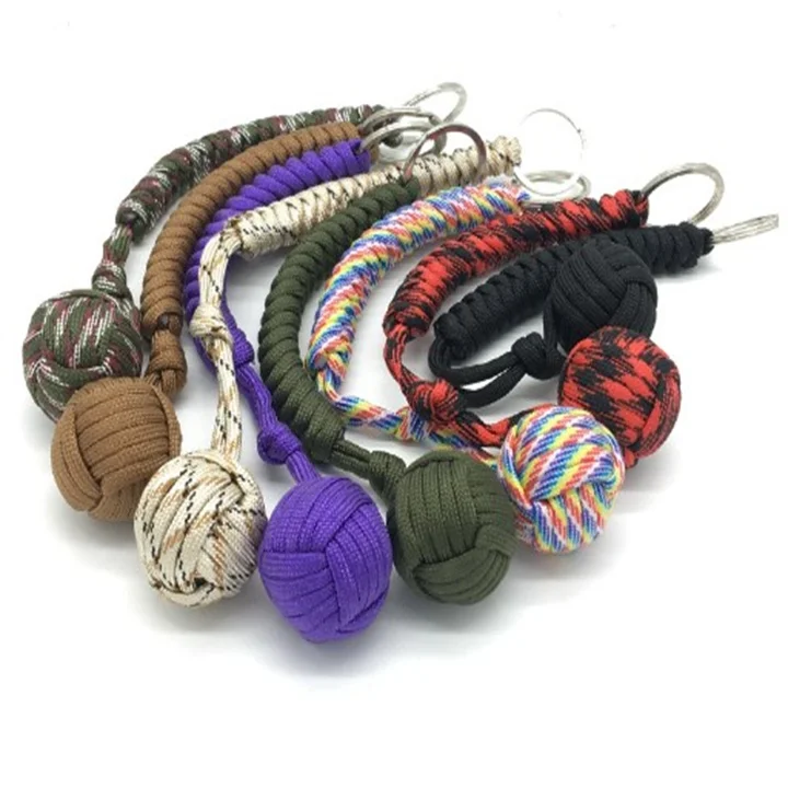 Outdoor anti wolf key ball umbrella rope woven key ring