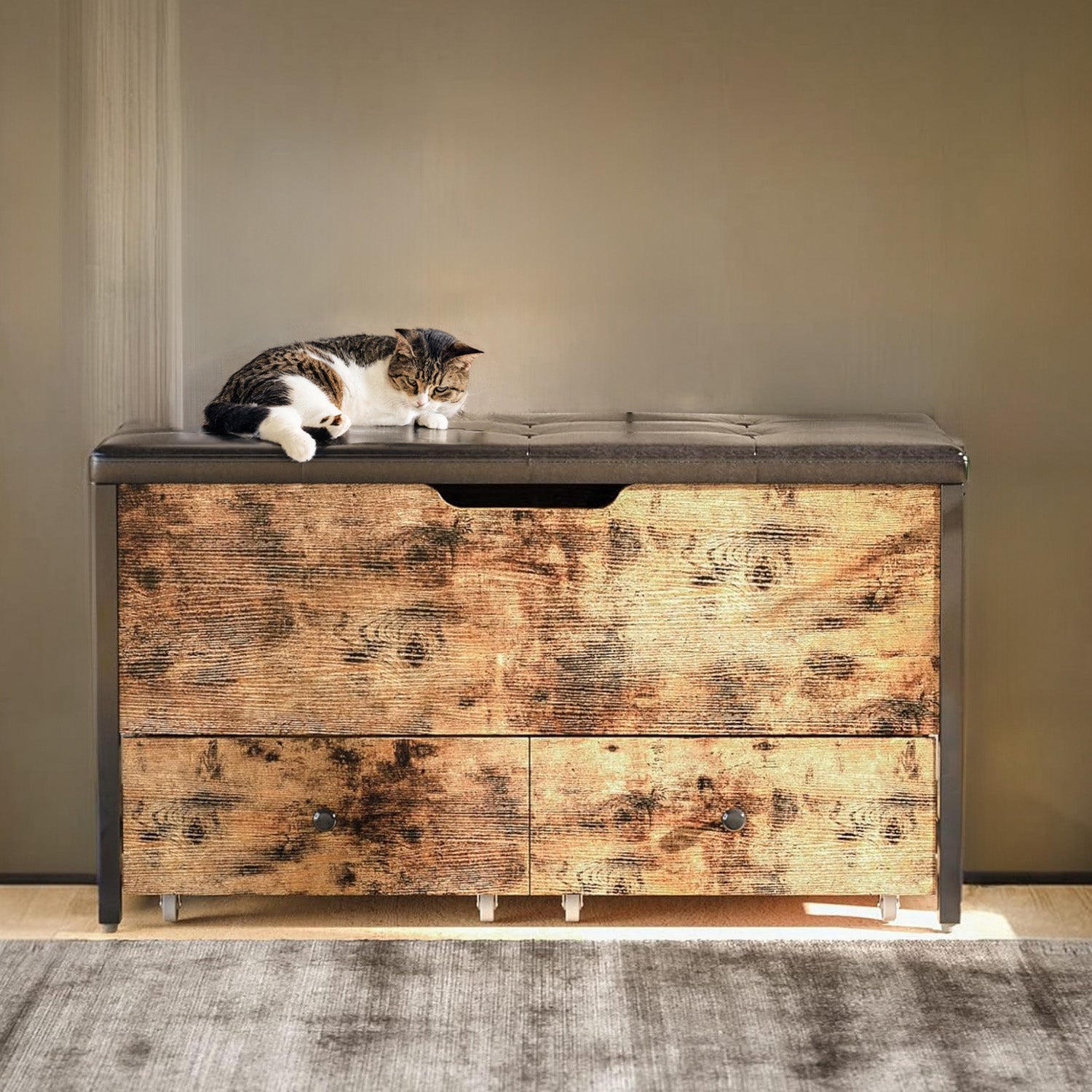 Shoe Storage Bench with Flip Top Toy Box and Drawers