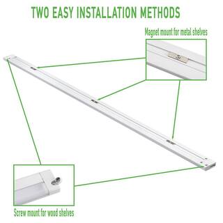 ETi 40 in. 64-Watt Equivalent Ultra Thin Magnetic Shelf Light Plug-in Integrated LED White Strip Light Fixture (12-Pack) 535091610-12PK