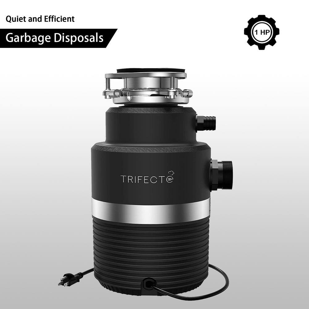 Trifecte Scrapper 1 HP Continuous Feed Black Garbage Disposal with Sound Reduction and Power Cord Kit TRI-MCD17-T7