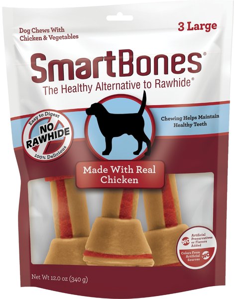 SmartBones Real Chicken Large Chews Dog Treats， 3 count