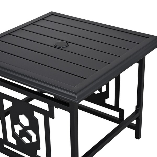 PATIO FESTIVAL Square Metal Outdoor Side Table w/ Umbrella Hole