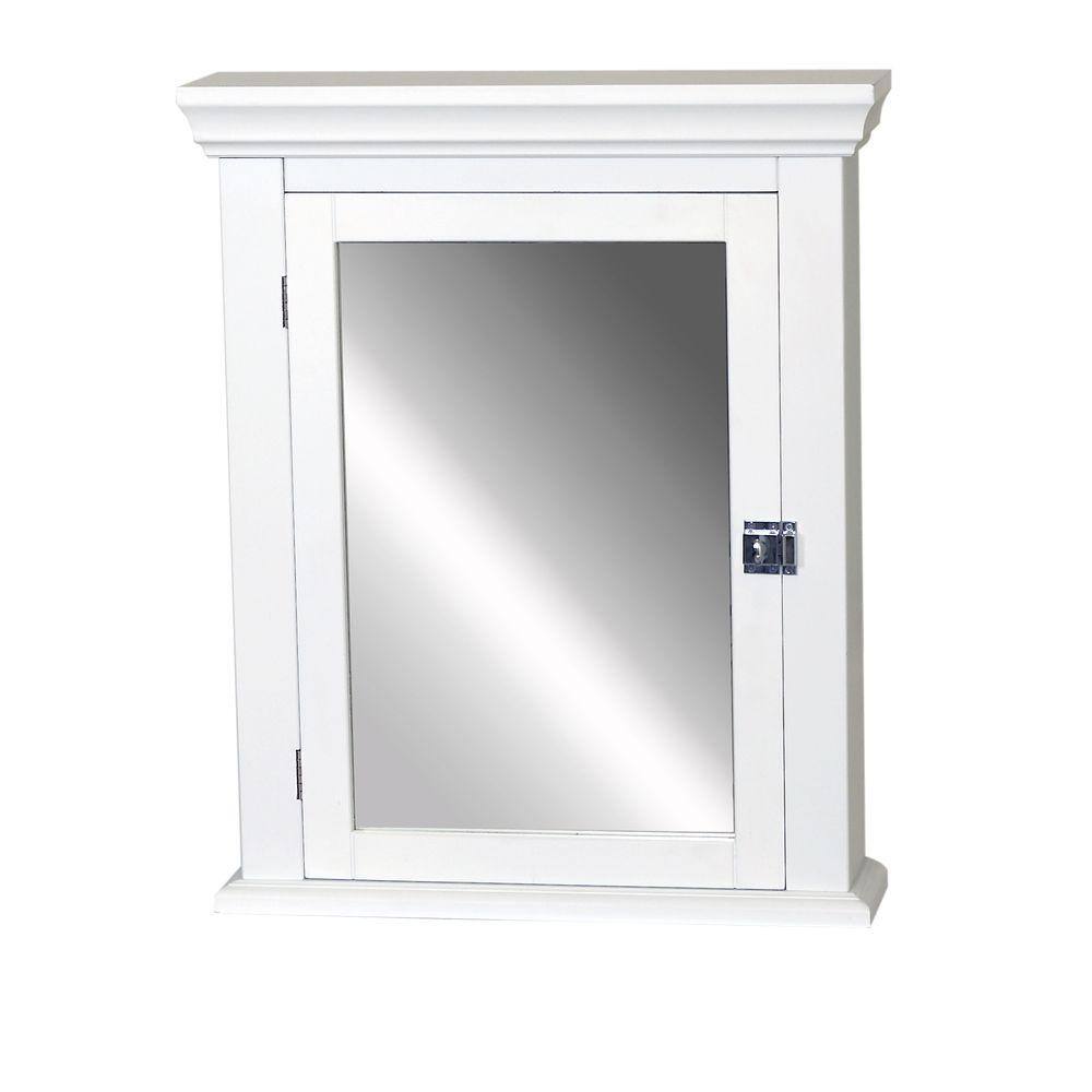 Zenith Early American 22-14 in. W x 27 in. H x 5-78 in. D Framed Surface-Mount Bathroom Medicine Cabinet in White MC10WW