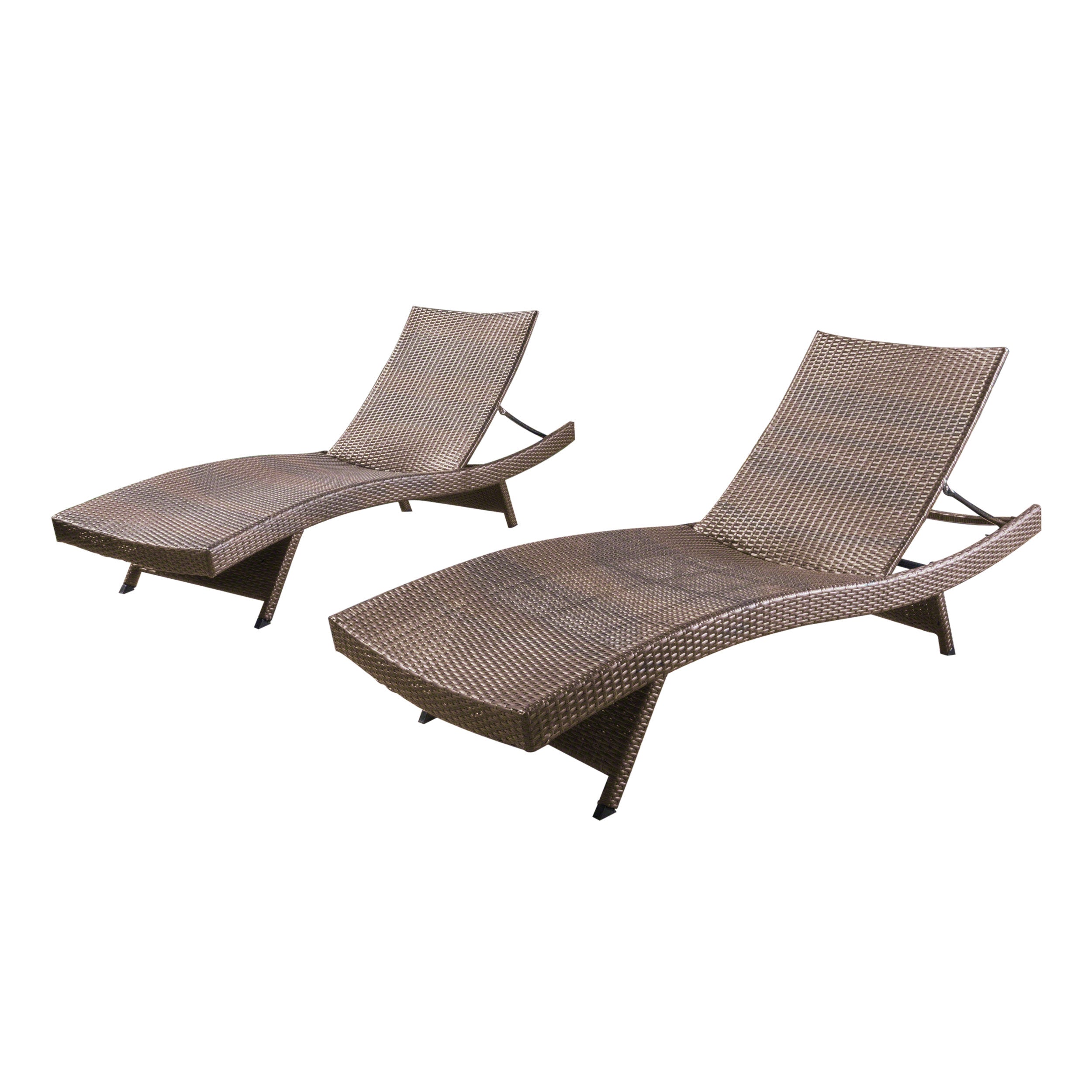 Lakeport Outdoor Mixed Mocha Wicker Armless Chaise Lounge (Set of 2)