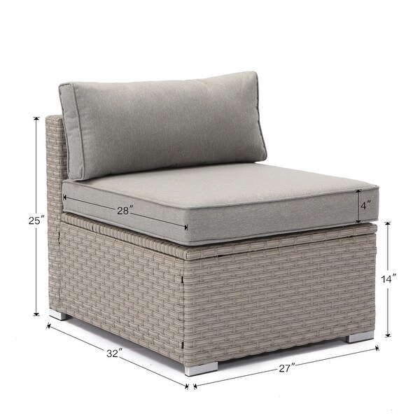 COSIEST PE Wicker Outdoor Armless Chair with Pillow