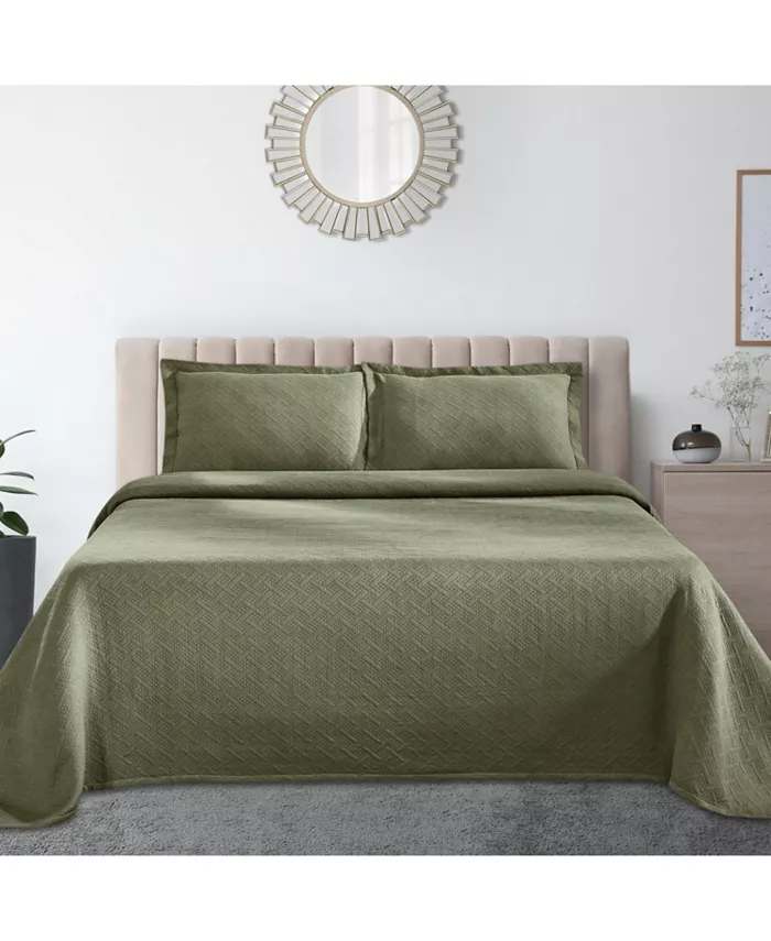 Superior Basket Weave Jacquard Matelasse Bedspread Set Collection