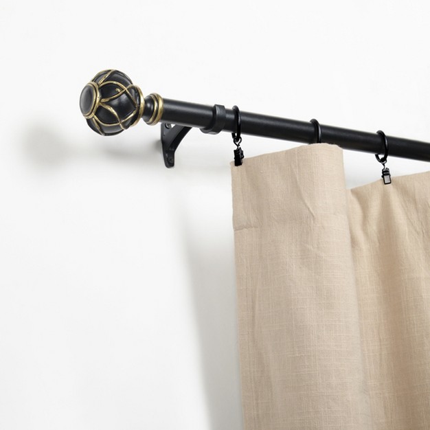 Iron And Resin Expandable Black And Gold Window Curtain Rod By Blue Nile Mills