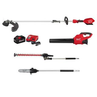 MW M18 FUEL 18-Volt Lith-Ion Brushless Cordless Electric String TrimmerBlower Combo Kit wPole Saw Hedge Trimmer (4-Tool) 3000-21-49-16-2720-49-16-2719