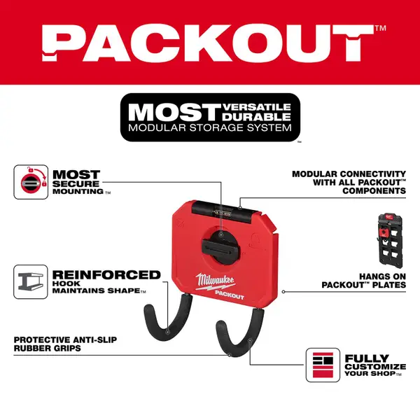 Milwaukee 3 PACKOUT Curved Hook