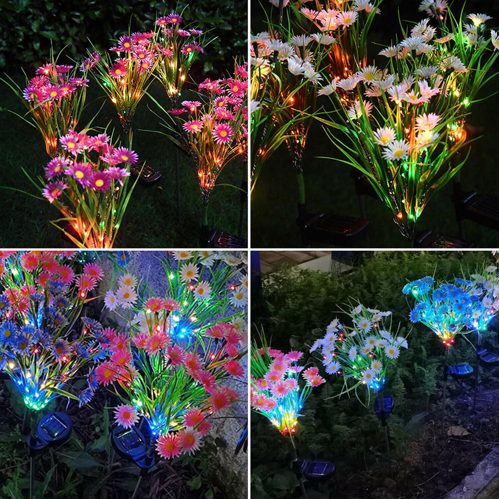 Kqiang 2PACK LED Solar Flower Lights Outdoor Garden Stake Landscape Decor Lamp