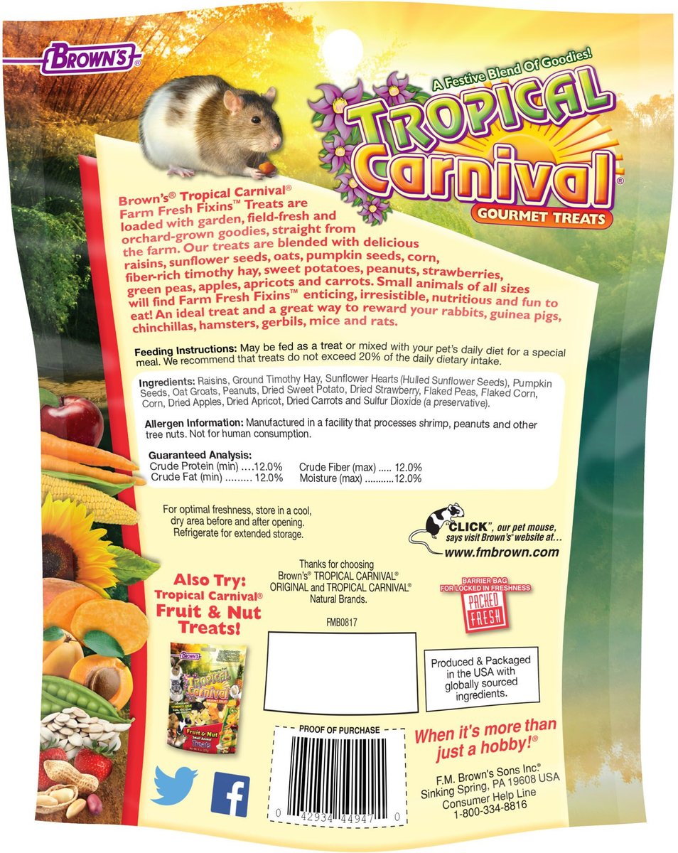 Brown's Tropical Carnival Farm Fresh Fixins Small Animal Treats