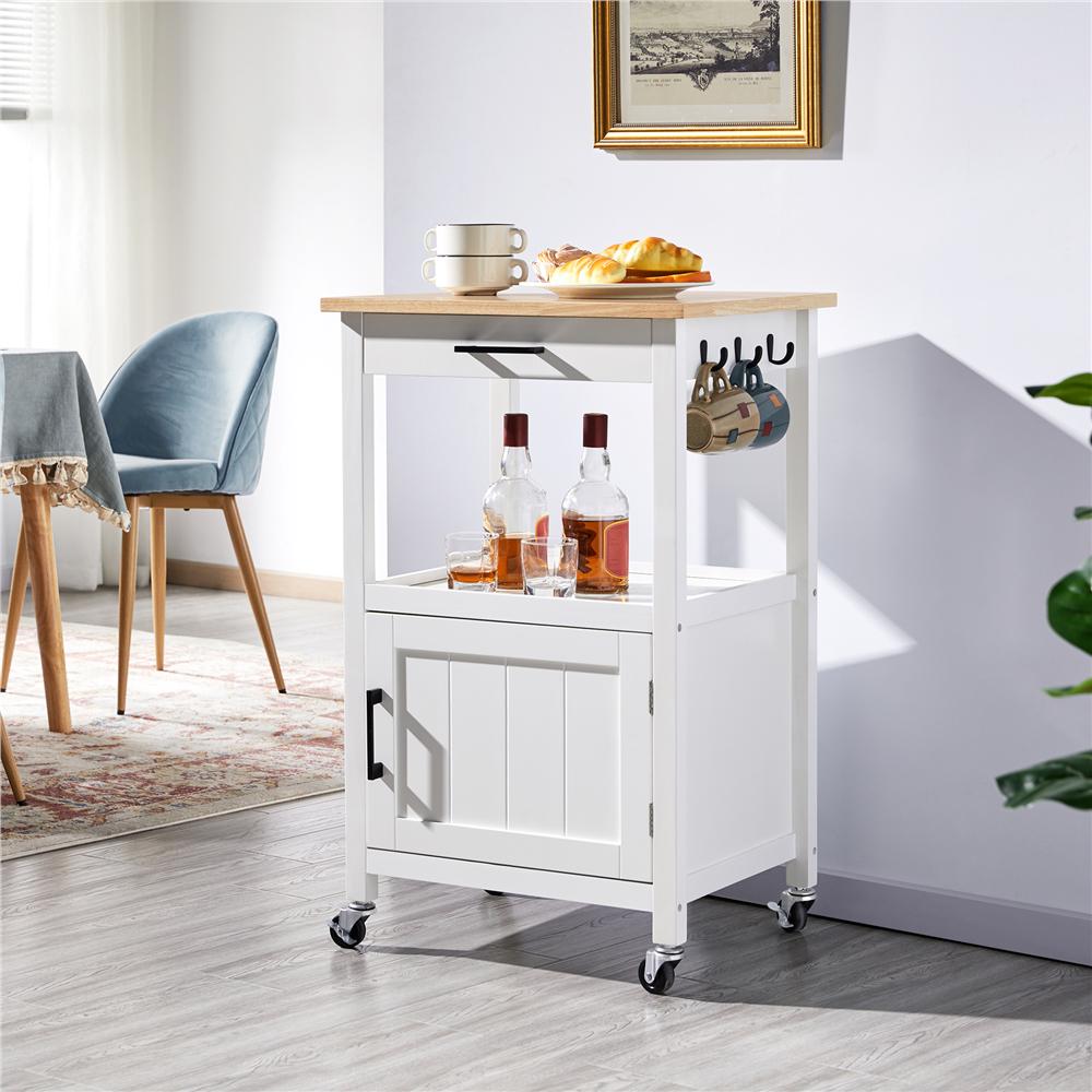 Rolling Kitchen Cart for Dining Rooms Kitchens White