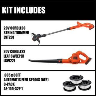 BLACK+DECKER 20V MAX Cordless Battery Powered String Trimmer and Leaf Blower Combo Kit with 3 Spools  (2) 1.5 Ah Batteries  Charger LCC2223ZP