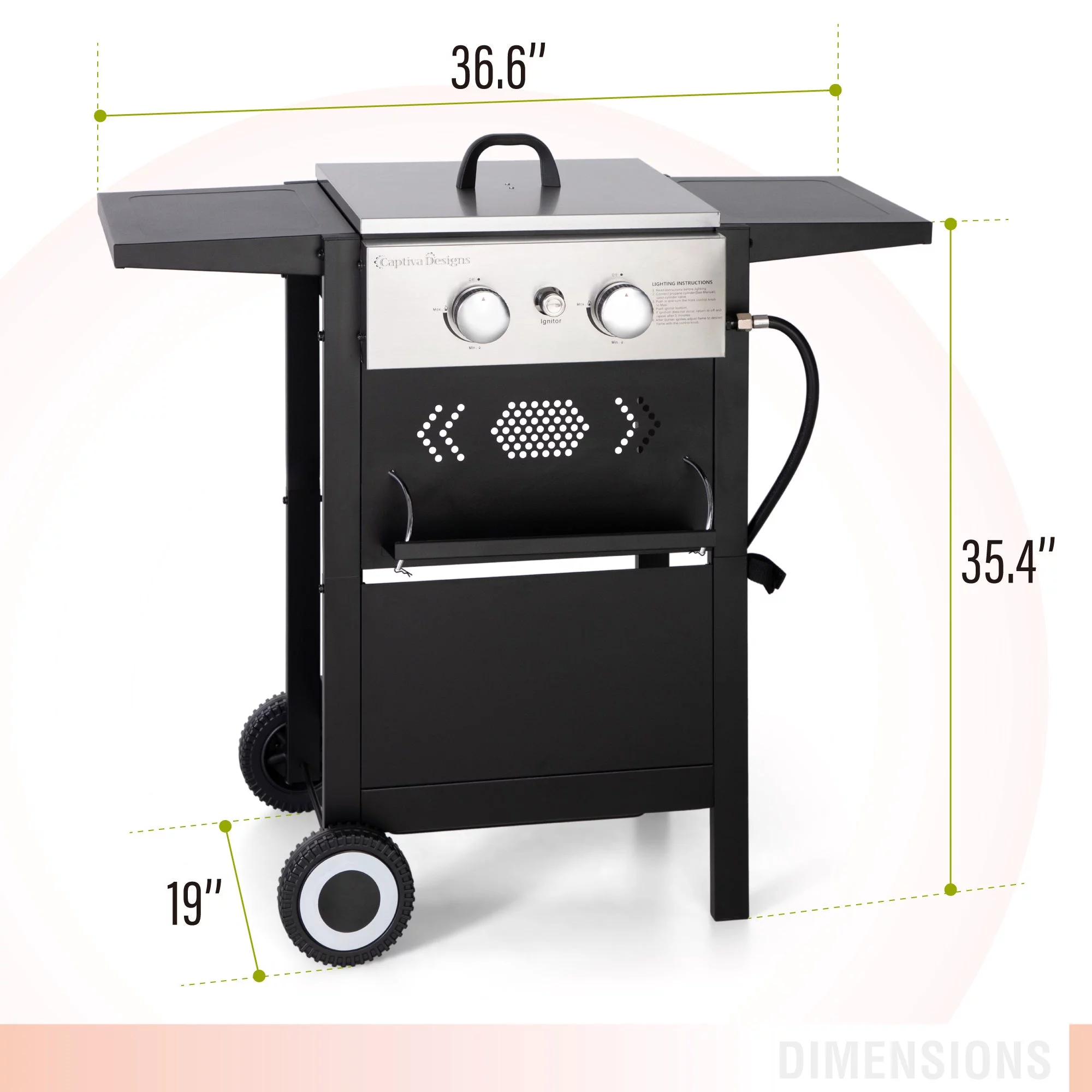 Sophia and William 2-Burner Gas Grill and Griddle Combo with Wheels