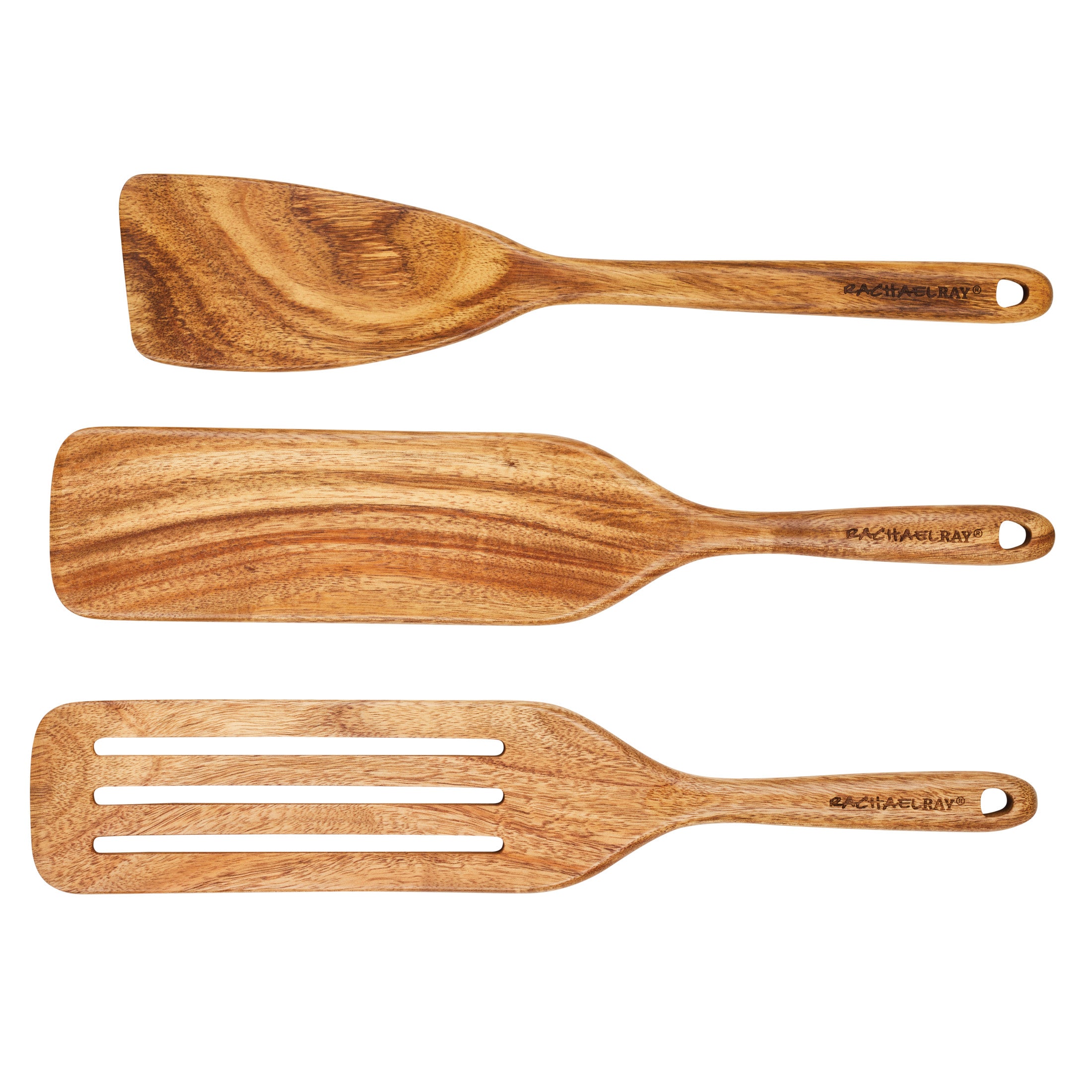 Rachael Ray Tools & Gadgets Wooden Kitchen Utensil Set, 3-Piece