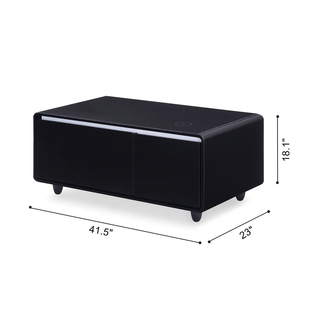 Smart Coffee Table w/ Fridge Drawer/ Charging Station/ Water Interface