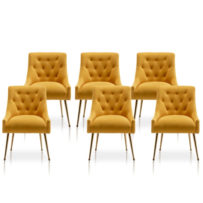 SEYNAR Modern Dining Chairs Set of 6  Velvet Accent Chair Tufted Back Armless Chair with Back Pull