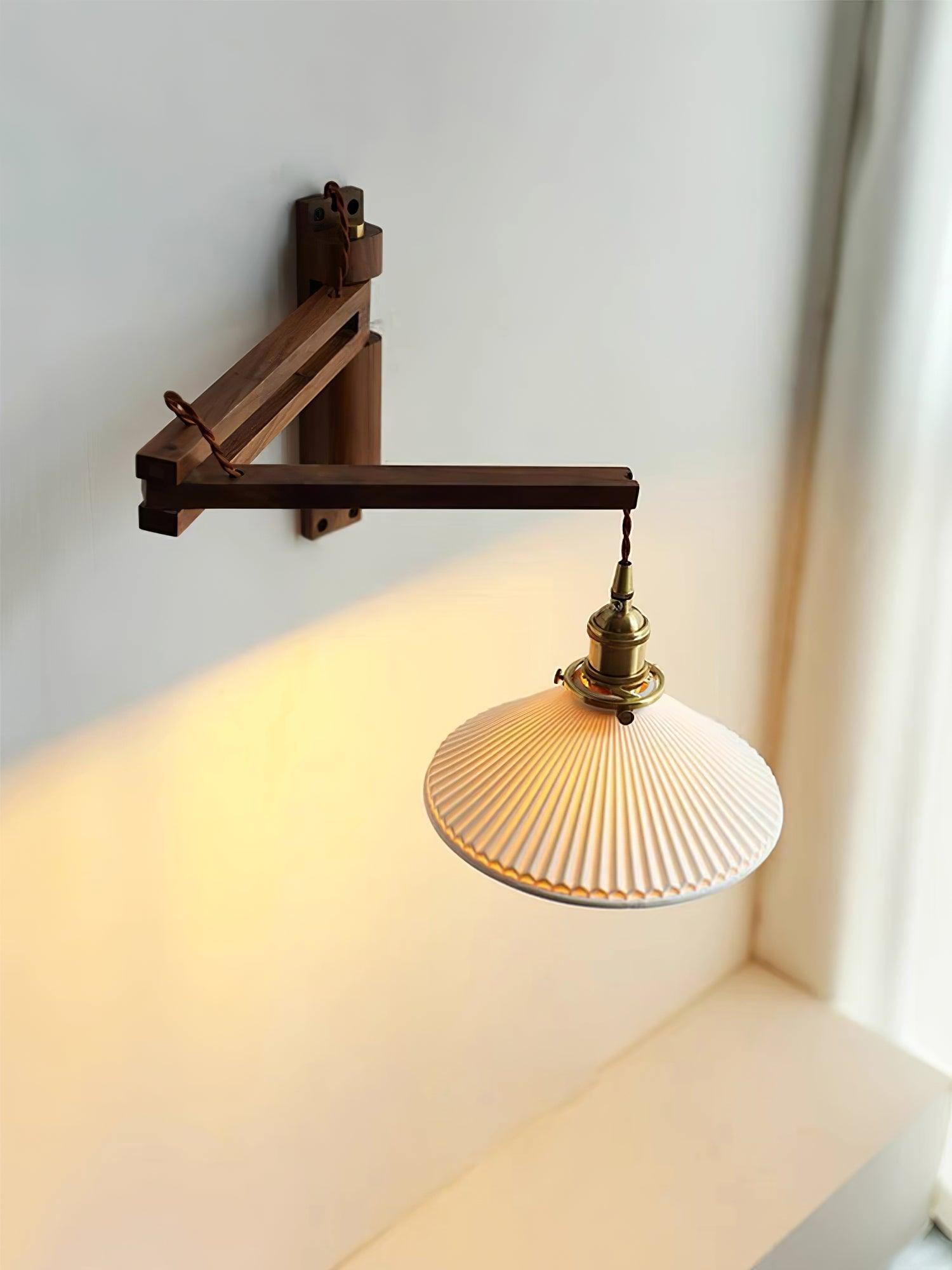 Walnut Swing Arm Wall Lamp