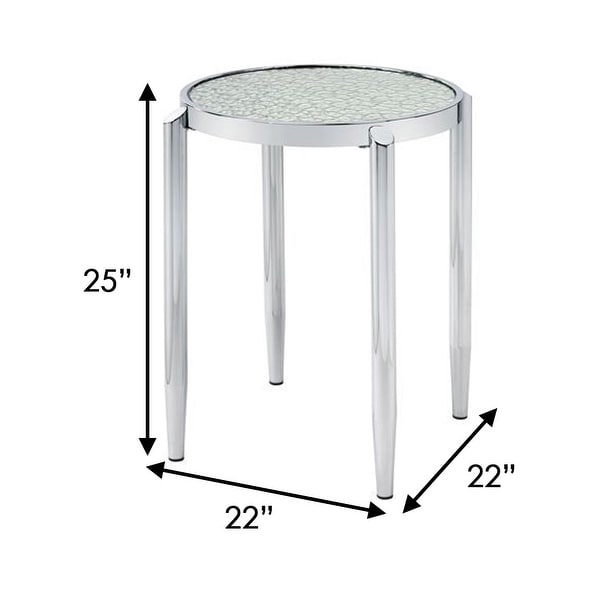 End Table with Tubular Rounded Legs and Frosted Glass Top， Silver