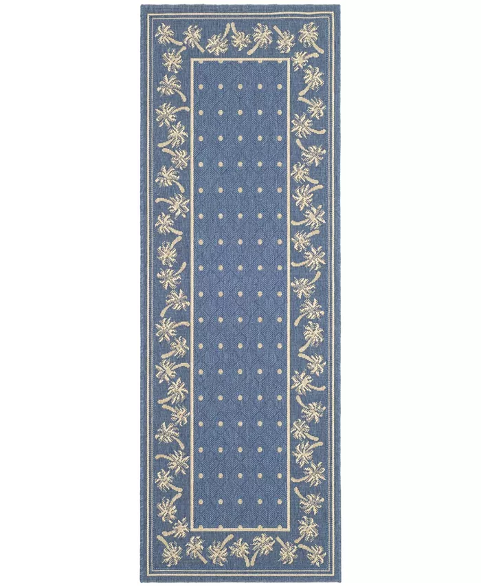 Safavieh Courtyard CY5148 Blue and Ivory 2'3 x 6'7 Runner Outdoor Area Rug