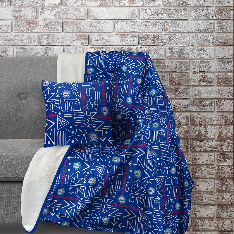 Philadelphia 76ers Doodle Pop Poly Span Blanket and Pillow Combo Set