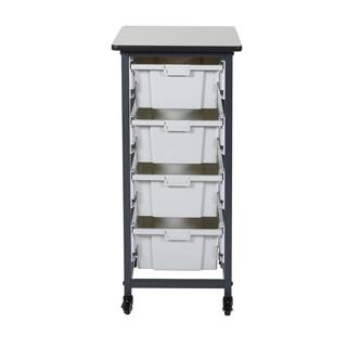 Luxor 17 in. x 20 in. Mobile Bin Storage Cart Single Row and Double Bin in Black Frame MBS-SR-4L