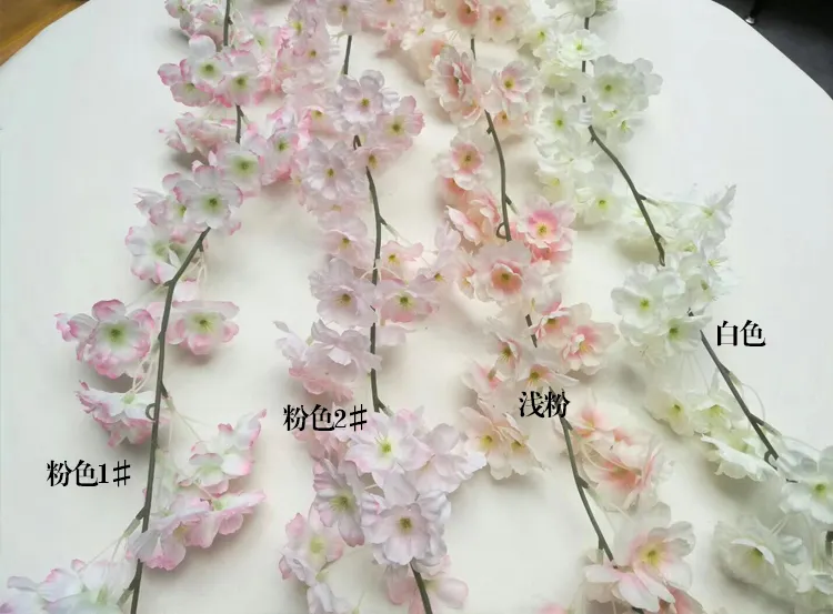 best seller factory supply cheap pink white artificial 1.8 m cherry blossom garland vine for decoration