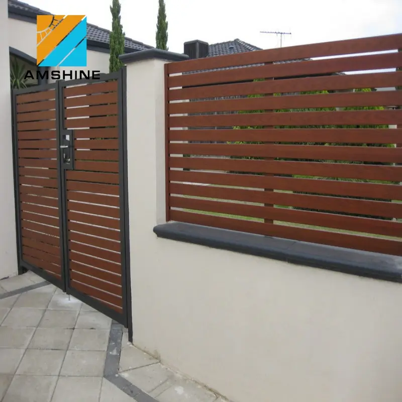 Factory supply modern design horizontal powder coating dark grey aluminum slat fence cost