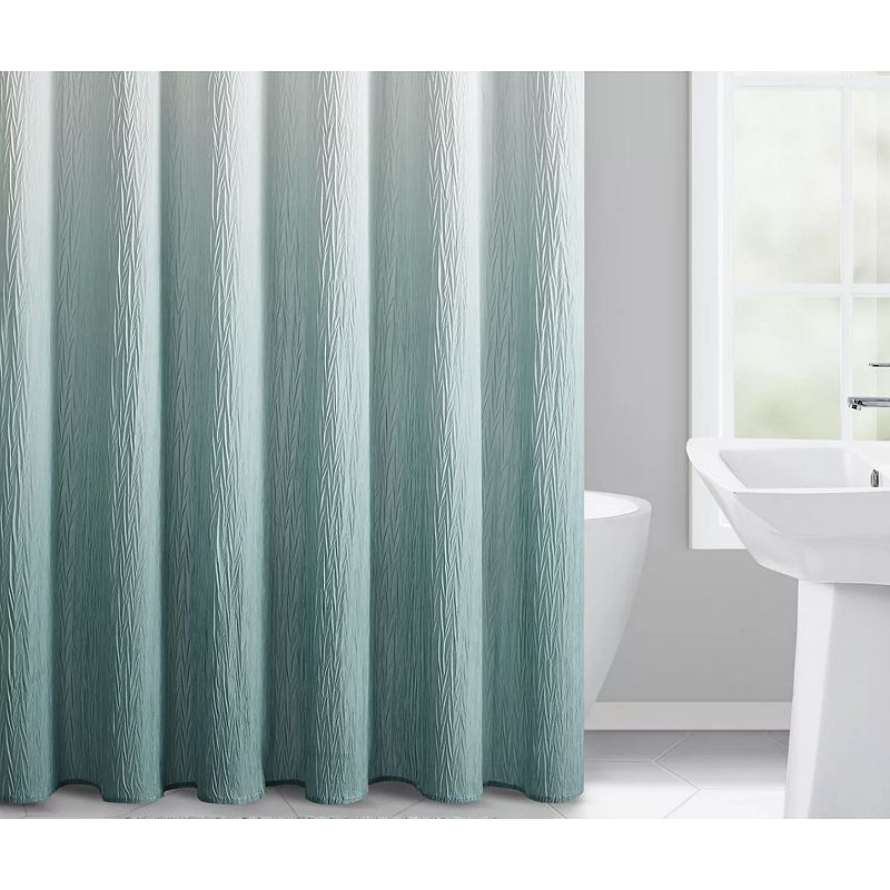 Kate Aurora Spa Essential Aqua Crushed Ombre Fabric Shower Curtain - 72 in. W x 72 in. L