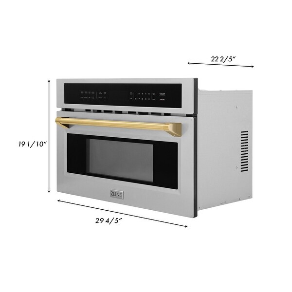 ZLINE Autograph Edition 30” 1.6 cu ft. Built-in Convection Microwave Oven in Stainless Steel and Gold Accents