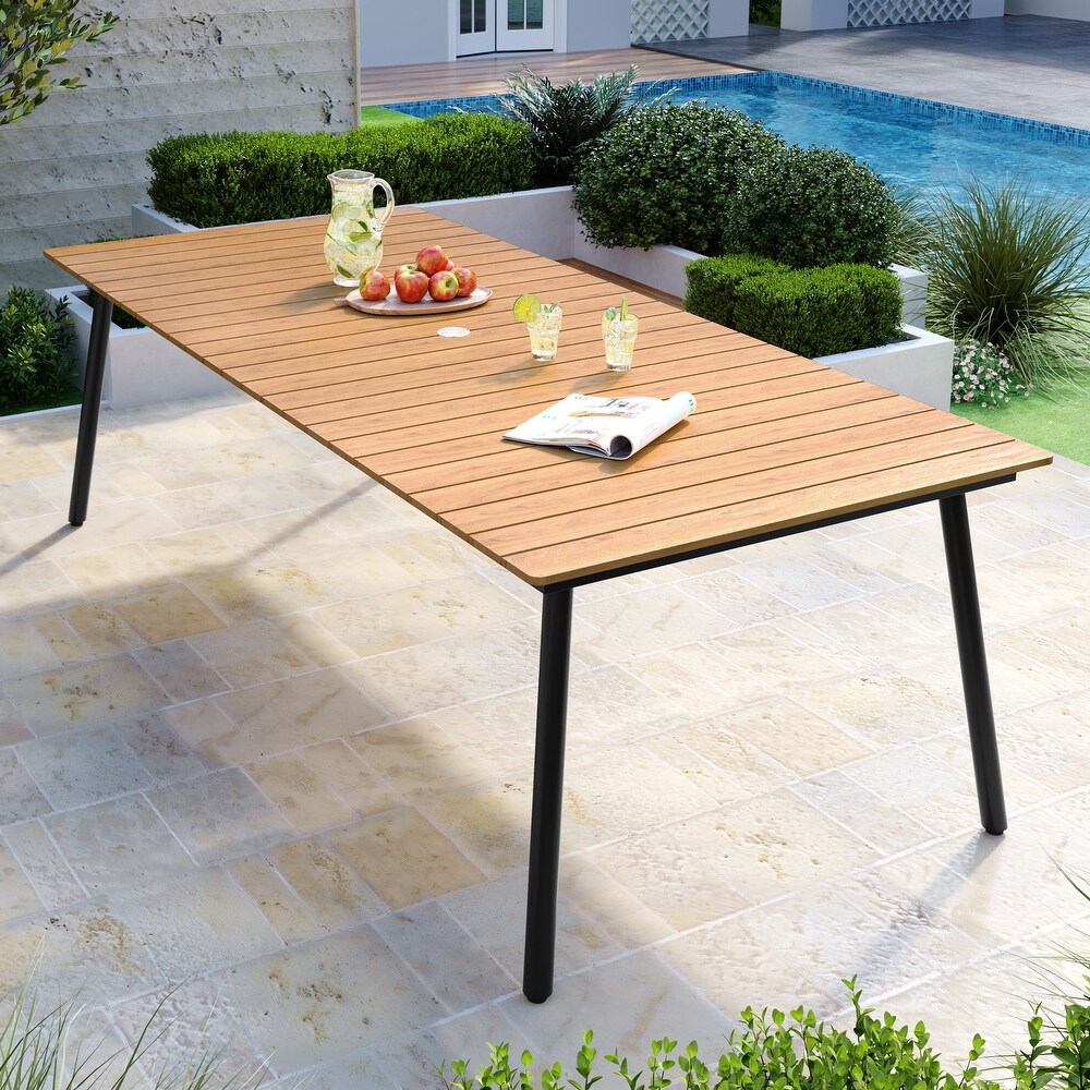 Pellebant Outdoor Rectangle Aluminum Dining Table with Umbrella Hole