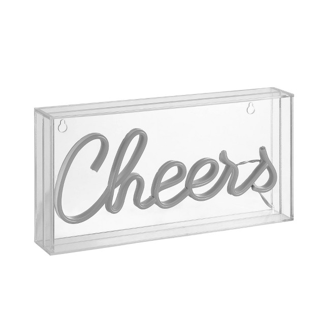 Cheers Contemporary Glam Acrylic Box Pendant includes Led Light Bulb Neon Yellow Jonathan Y