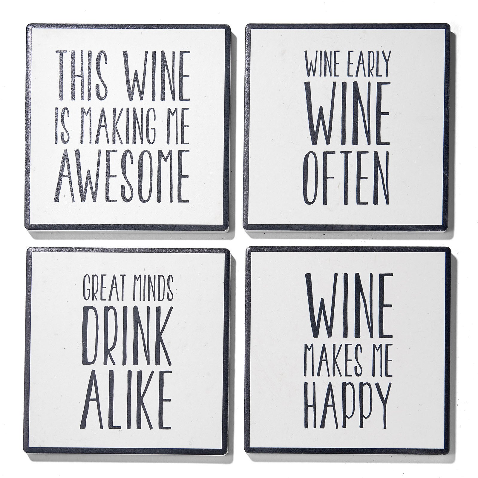 Wine Often Set Of 4 Ceramic Coasters 4.25''D - 4.25 in. diameter