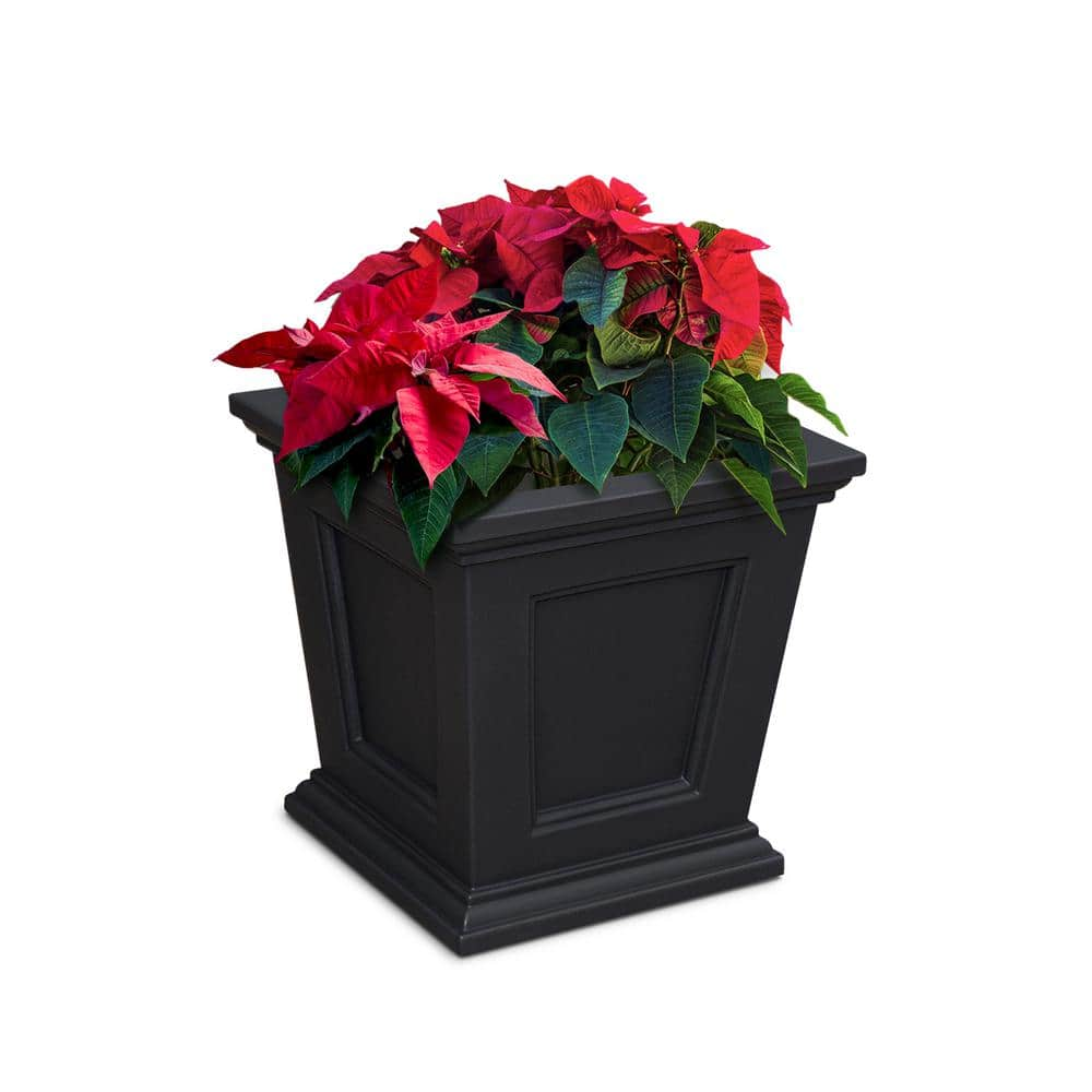 Mayne Fairfield 16 in. Square Self-Watering Black Polyethylene Planter 5887-B