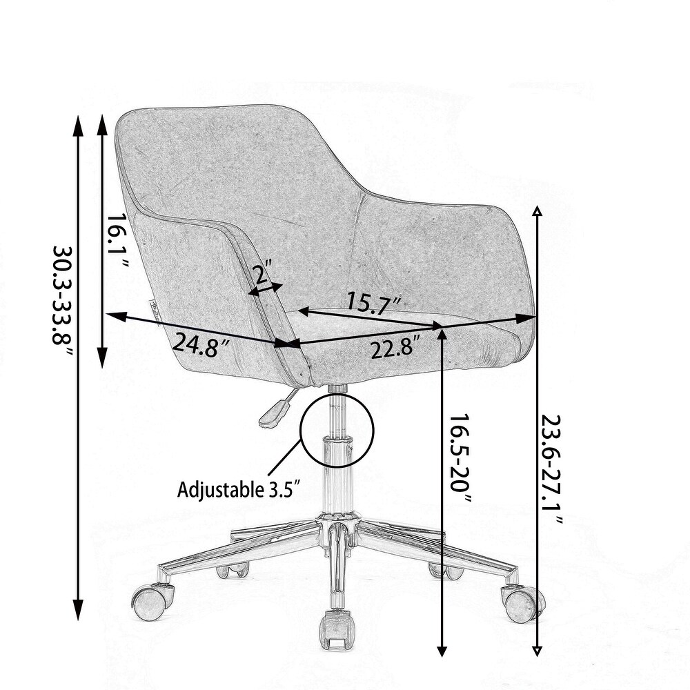 Adjustable Height 360 Revolving Home Office Chair w/ Gold Metal Legs